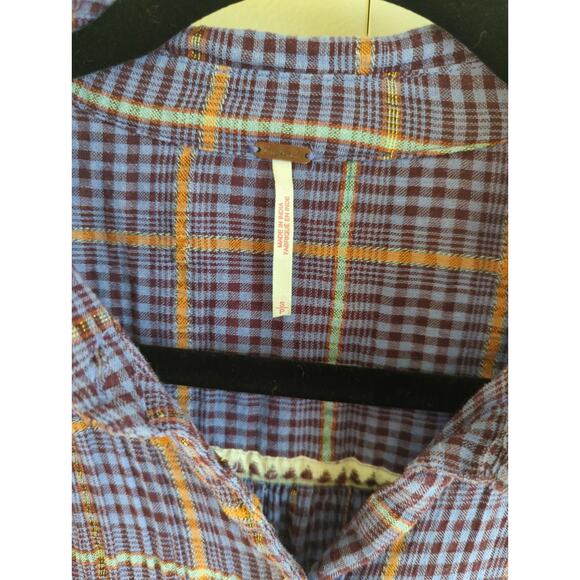 Free People Break My Stride Plaid Shirt - Size Small - Picture 3 of 6